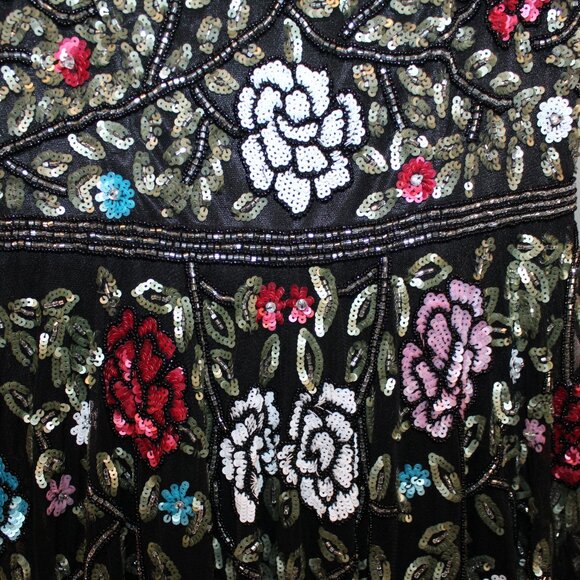 NEW Mac Duggal EMBELLISHED FLORAL SEQUINED GOWN 5400 BLACK MULTI - Picture 8 of 11